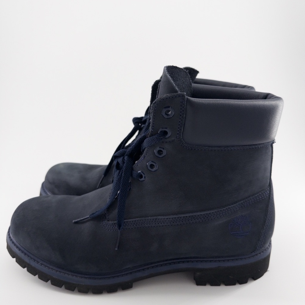 Timberland 6 Inch Premium Waterproof Boots in navy nubuck men’s size 11 - Picture 3 of 11